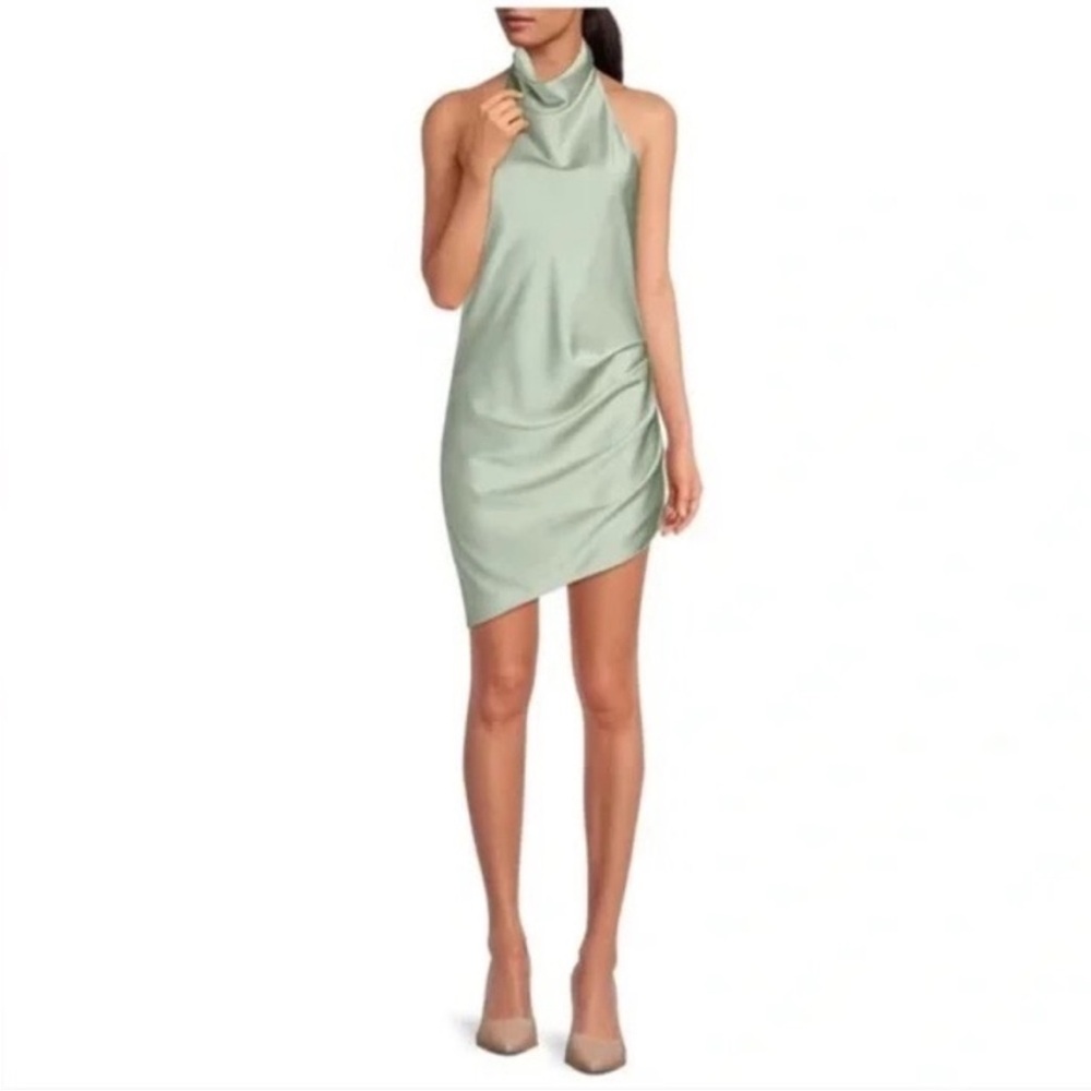 Gianni Bini Mint Green Satin Halter Mini Dress